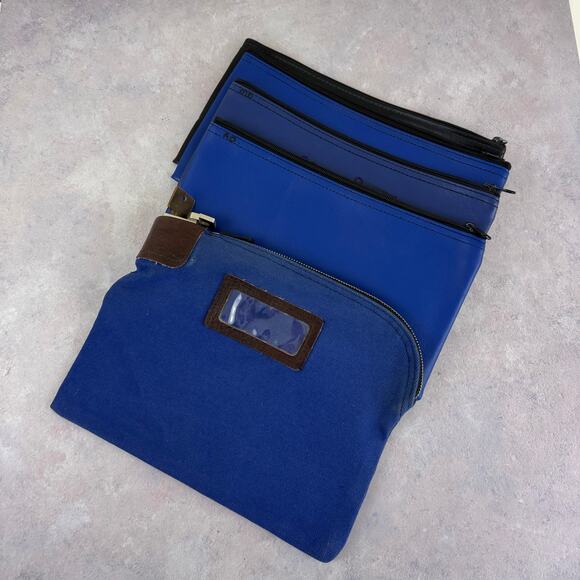 Lot 1 Vintage Locking Night Deposit Bank Money Bag 7 Pin Tumbler & 4 Small Bags - Picture 1 of 16